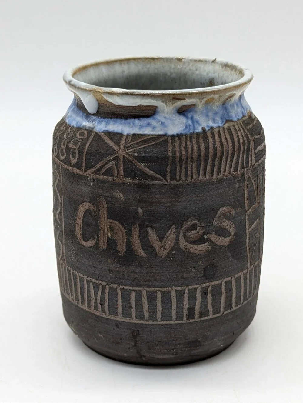 Handmade Ceramic Chives Etches Small Vessel Bud Vase